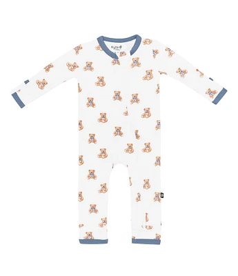 Kyte BABY Baby Boys Bamboo Teddy Bear Print Zip Front Coverall