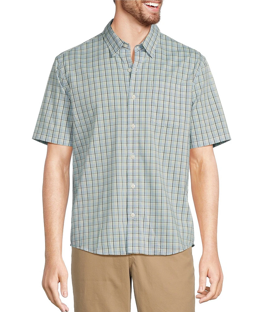 L.L.Bean Comfort Performance Stretch Plaid Short Sleeve Woven Shirt