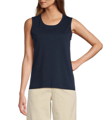 L.L.Bean Pima Cotton Crew Neck Sleeveless Knit Tank Top