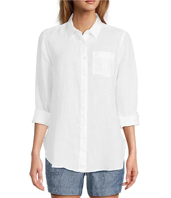 L.L.Bean Linen Long Sleeve Button Front Tunic