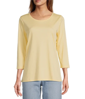 L.L.Bean Pima Cotton Crew Neckline Quarter Length Sleeve Tee