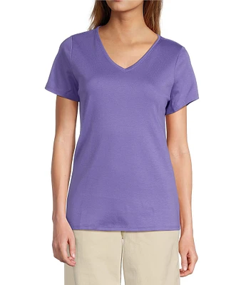 L.L.Bean Pima Cotton V-Neck Short Sleeve Tee Shirt