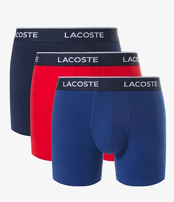 Lacoste Branded Waistband 5#double; Inseam Boxer Briefs 3-Pack