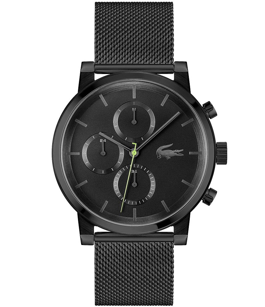 Lacoste Men's Replay Multifunction Black Tone Stainless Steel Mesh Bracelet Watch
