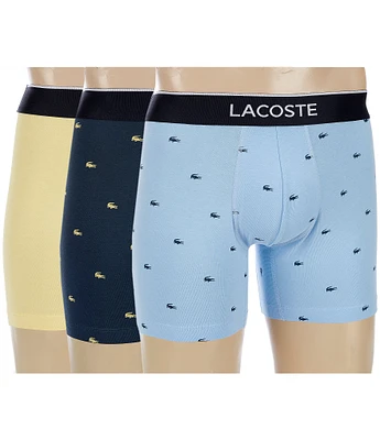 Lacoste Solid/Printed 5#double; Inseam Boxer Briefs 3-Pack