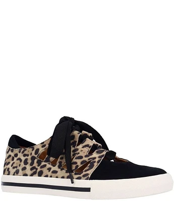 L'Amour Des Pieds Kanav Leopard Print Suede Lace Up Sneakers