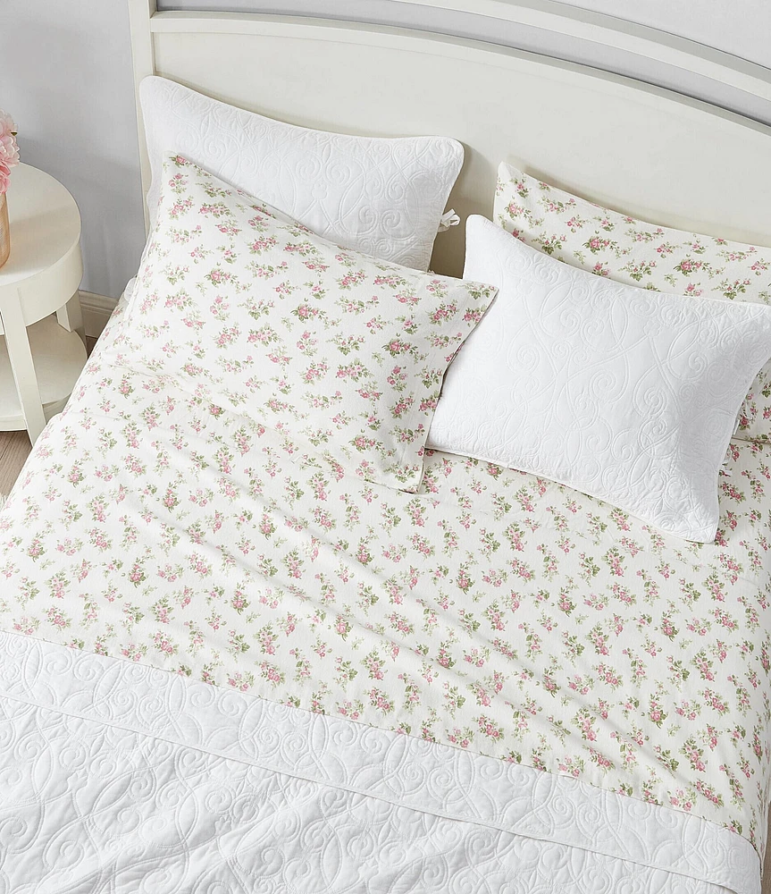 Laura Ashley Audrey Pink Floral Cotton Flannel Sheet Set