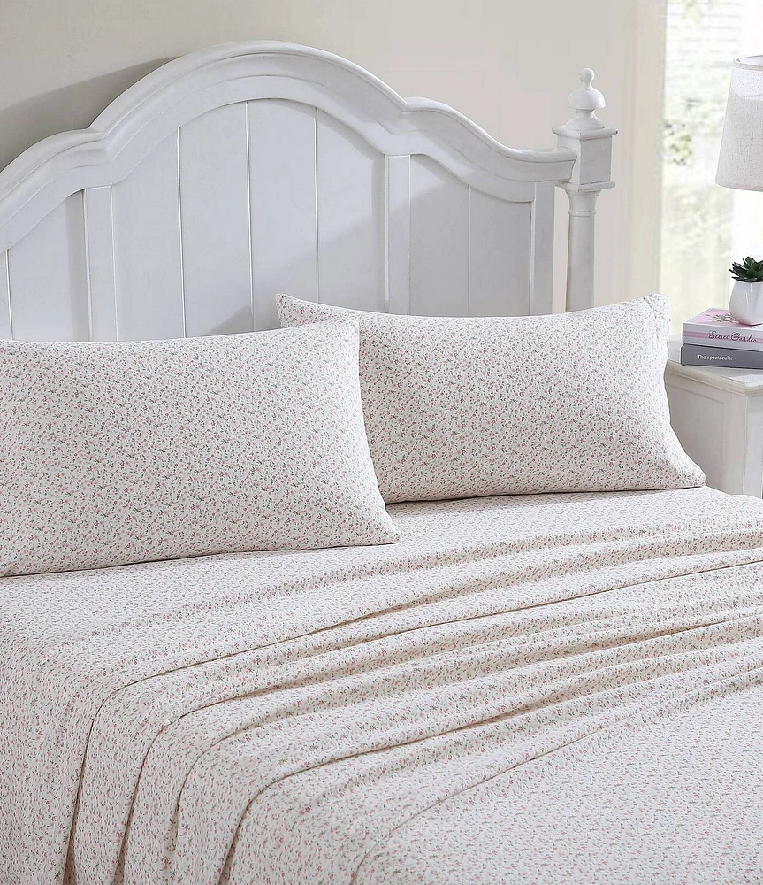 Laura Ashley Evie Pink Floral Cotton Flannel Sheet Set