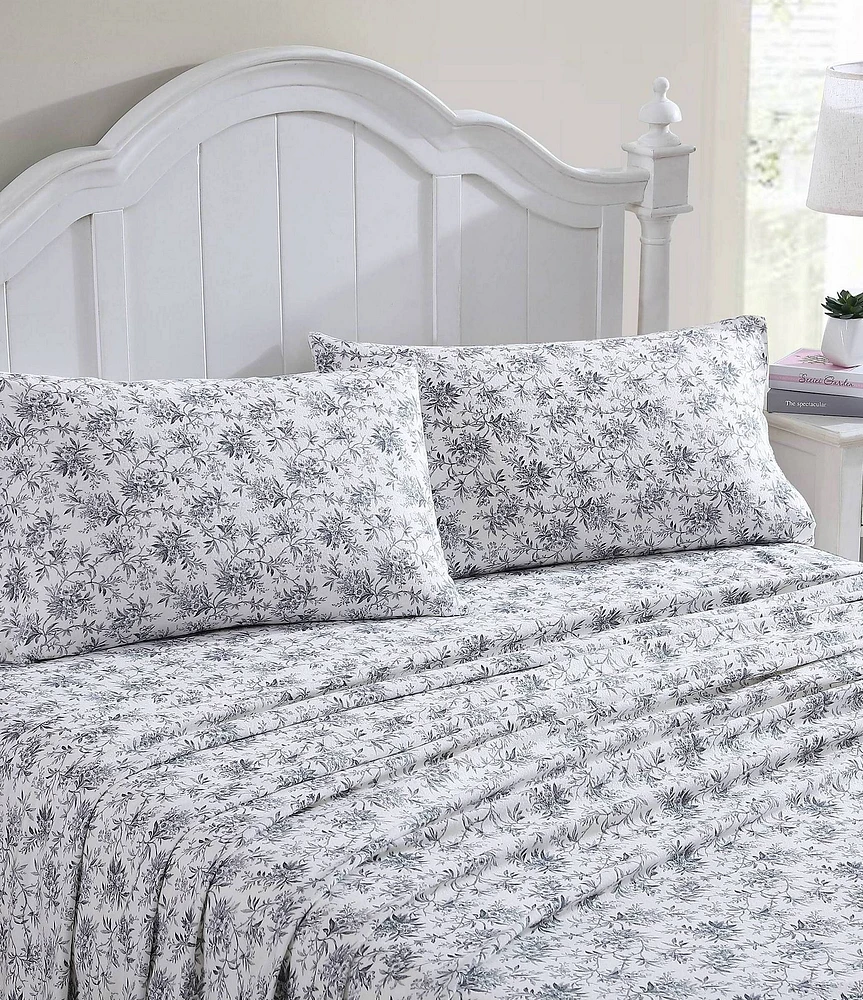 Laura Ashley Faye Toile Printed Cotton Flannel Sheet Set