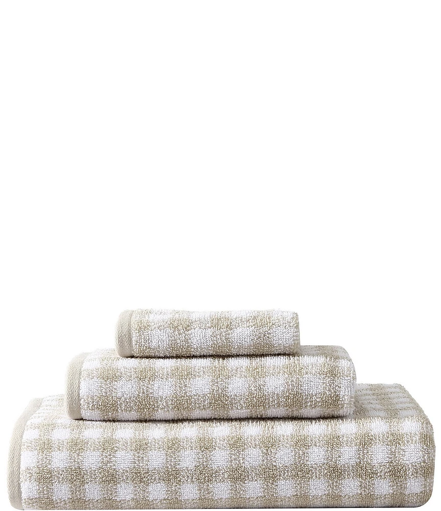 Laura Ashley Ginny Gingham Printed 3-Piece Cotton Bath Towel Set