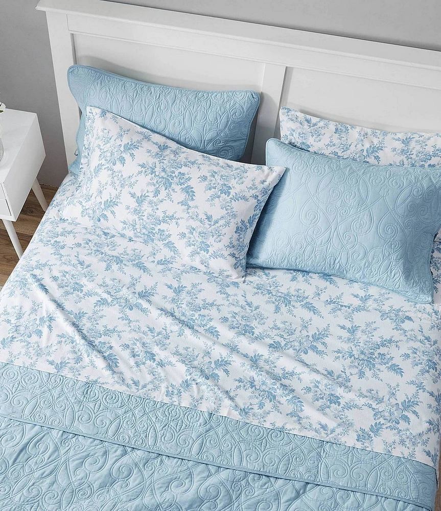 Laura Ashley Vanessa Floral Chinoiserie Flannel Cotton Sheet Set