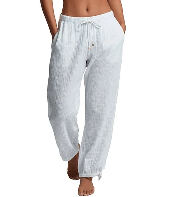 Lauren Ralph Lauren Bay Stripe Double Gauze Swim Cover-Up Ankle Tie Pant