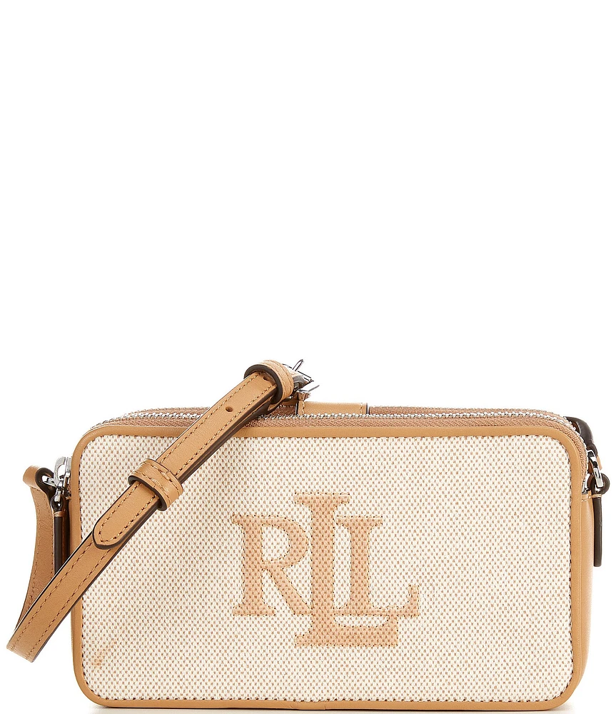 Lauren Ralph Lauren Witley Medium Canvas Contrast Trim Wallet Crossbody Bag