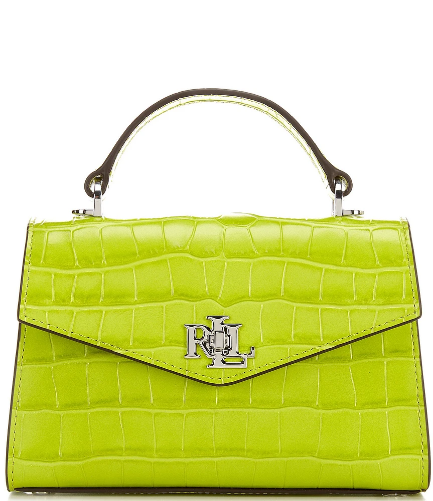 Lauren Ralph Lauren Farrah Crocodile Embossed Small Satchel Bag