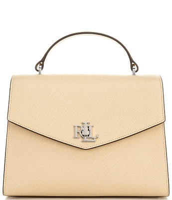 Lauren Ralph Lauren Crosshatch Leather Large Farrah Satchel Bag