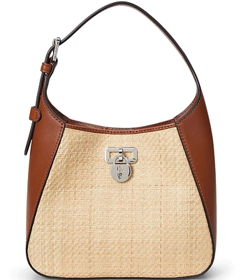 Lauren Ralph Lauren Raffia Mini Tanner Shoulder Bag
