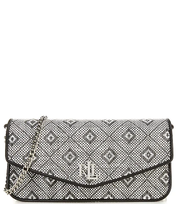 Lauren Ralph Lauren Geo-Motif Woven Straw Medium Sawyer Convertible Bag