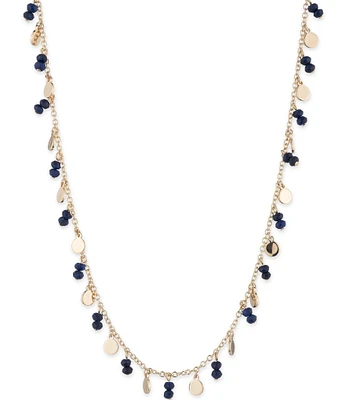 Lauren Ralph Lauren Gold Tone Blue Shaky Collar Necklace