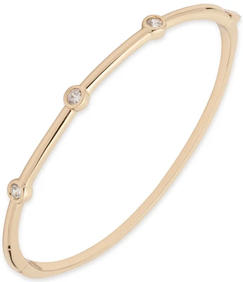 Lauren Ralph Lauren Gold Tone Crystal Hinge Bangle Bracelet