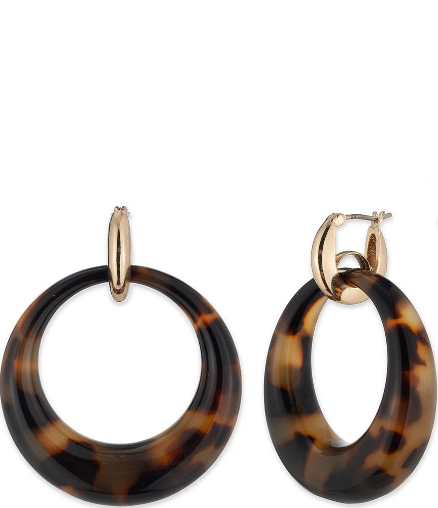 Lauren Ralph Lauren Gold Tone Tortoise Doorknocker Drop Orbital Earrings