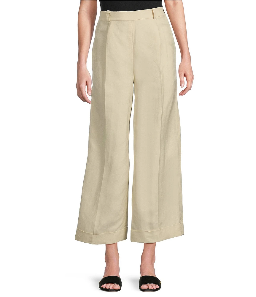 Lauren Ralph Lauren High Rise Pleated Cropped Wide Leg Pants