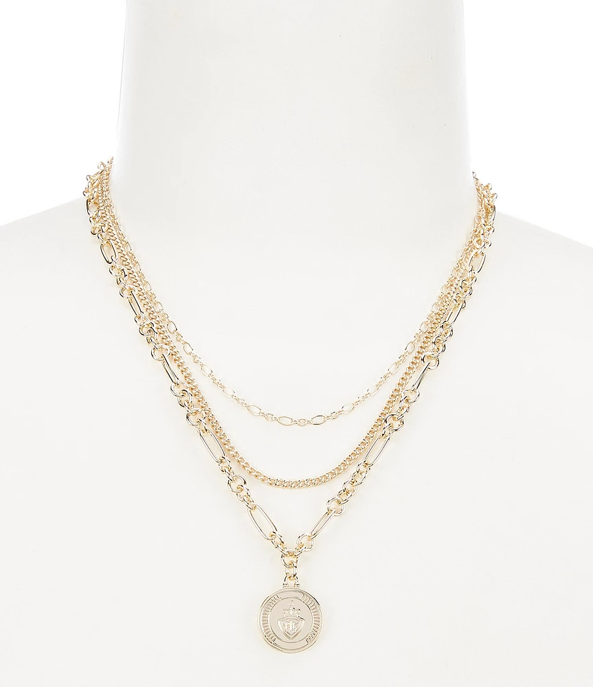 Lauren Ralph Lauren Multi Row Chain Pendant Necklace
