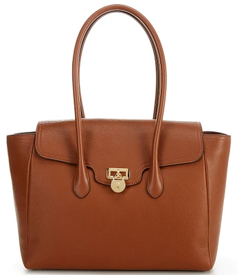 Lauren Ralph Lauren Tanner Pebbled Leather Large Satchel Bag