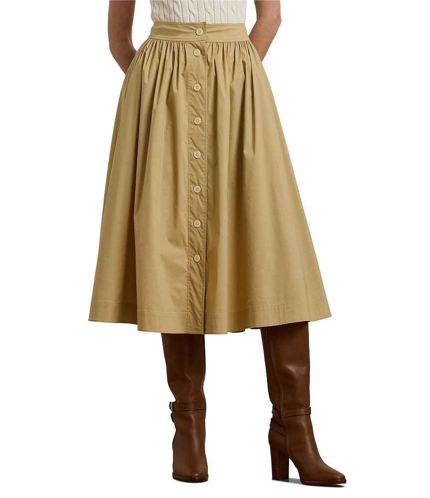 Lauren Ralph Lauren Shirred Waist A-Line Skirt