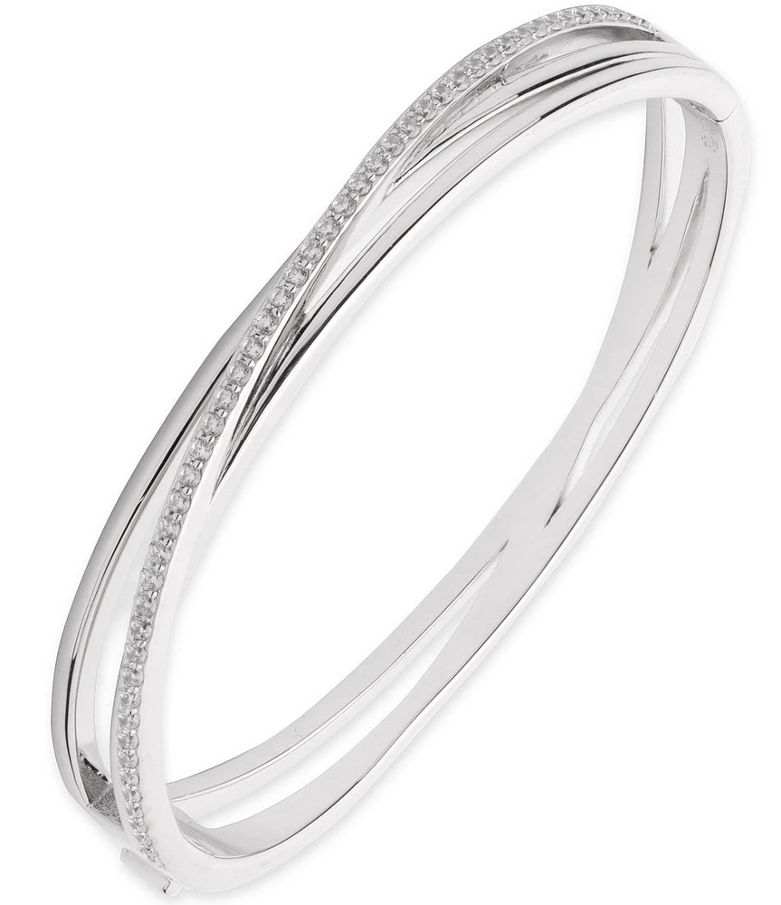 Lauren Ralph Lauren Sterling Silver Pave Criss Cross Bangle Bracelet