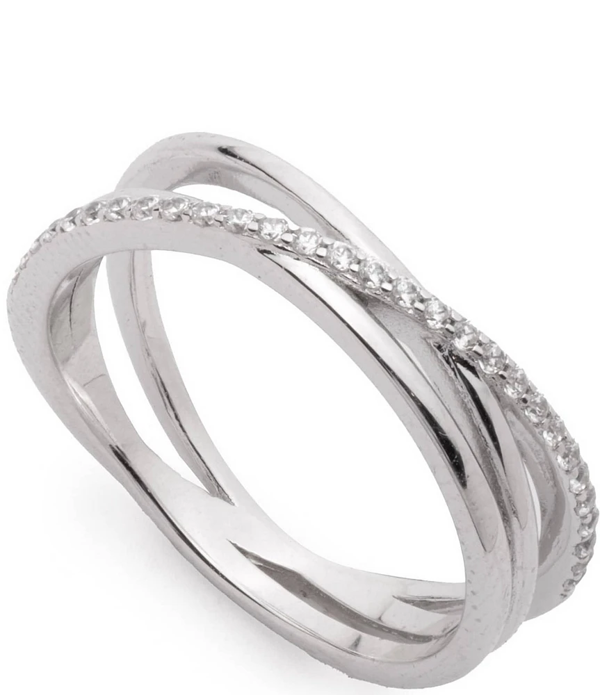Lauren Ralph Lauren Sterling Silver Pave Criss Cross Ring