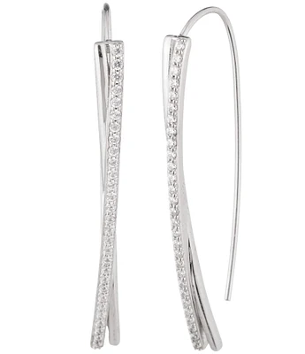 Lauren Ralph Lauren Sterling Silver Pave Threader Earrings