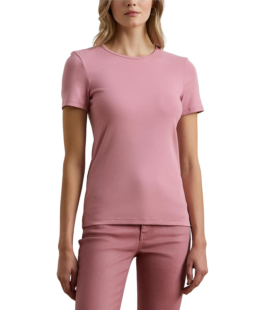 Lauren Ralph Lauren Stretch Knit Crew Neck Short Sleeve Tee