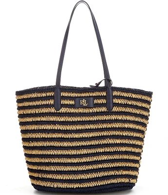 Lauren Ralph Lauren Brie Large Striped Straw Tote Bag