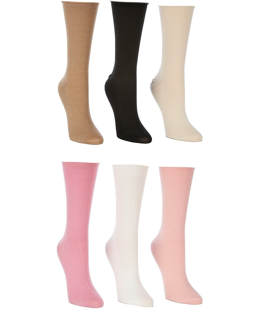 Lauren Ralph Lauren Textured Solid Roll Top Trouser Socks, 6 Pack