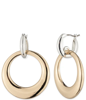 Lauren Ralph Lauren Two Tone Puffy Doorknocker Orbital Earrings