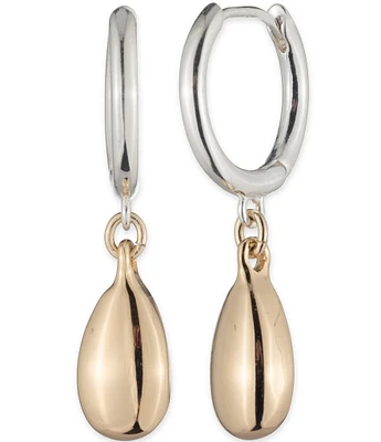 Lauren Ralph Lauren Two Tone Hoop Pear Drop Earrings