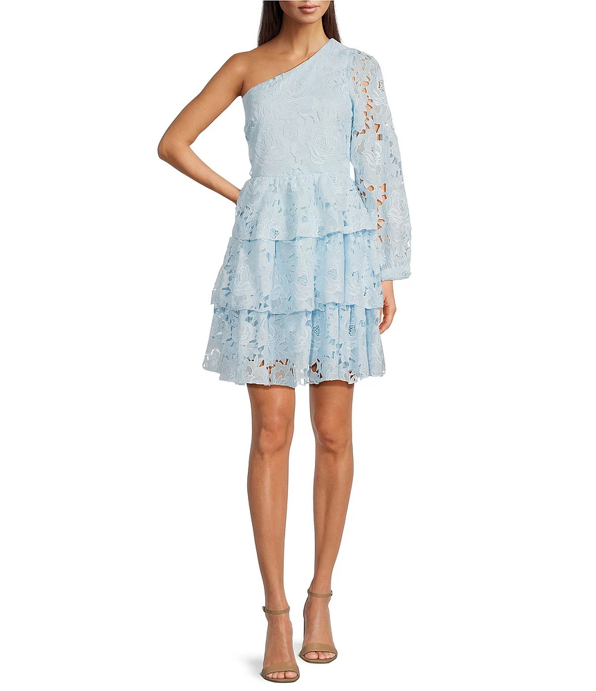 Layered With Love Flora Lace One Shoulder Neck Sleeveless A-Line Mini Dress