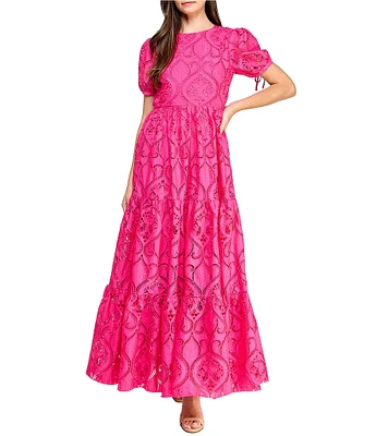 Layered With Love Lace Crew Neck Short Sleeve A-Line Maxi Dress