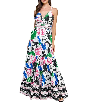Layered With Love Lily V-Neck Smocked Printed Cotton Poplin Maxi Dress