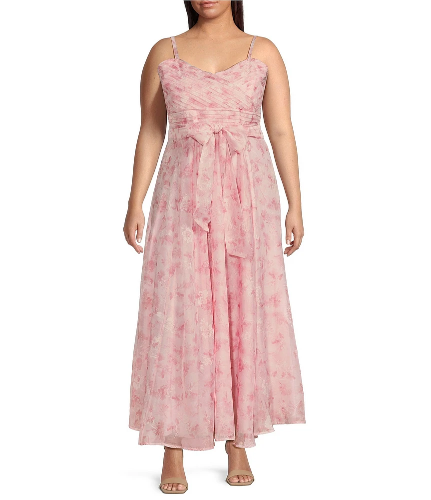Layered With Love Plus Size Organza Chiffon V-Neck Sleeveless Tie Front Detail A-Line Dress