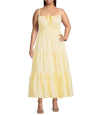 Layered With Love Plus Size Square Neck Elastic Waist Cotton Poplin Sleeveless Maxi Dress
