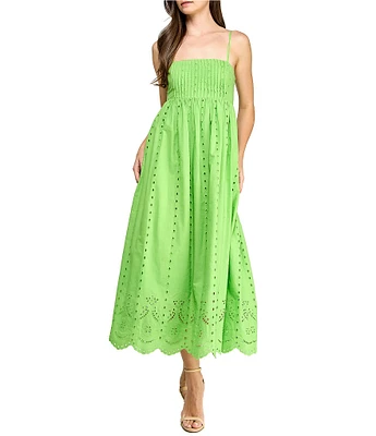 Layered With Love Poppy Square Neck Empire Waist Cotton Eyelet Maxi Dress