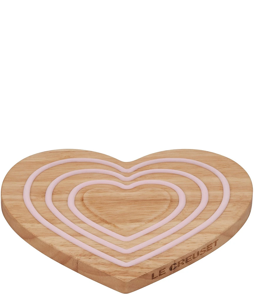 Le Creuset Magnetic Wooden Trivet Heart Pink Silicone