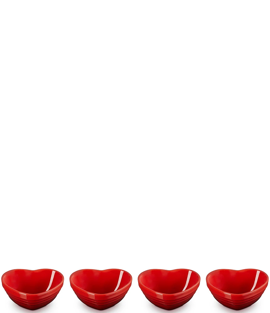 Le Creuset Stoneware Set Of 4 Heart Mini Bowl