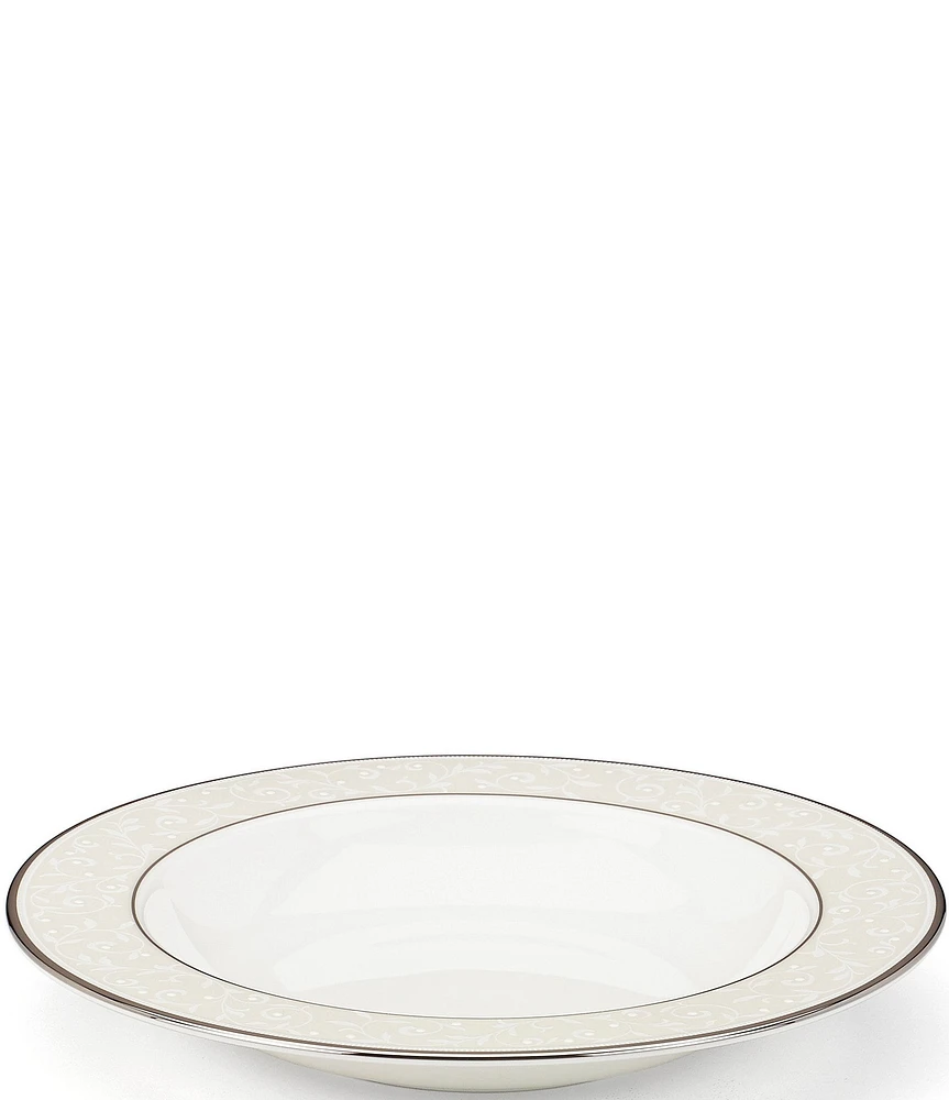 Lenox Opal Innocence Vine & Pearl Platinum Opalescent Bone China Rim Soup Bowl