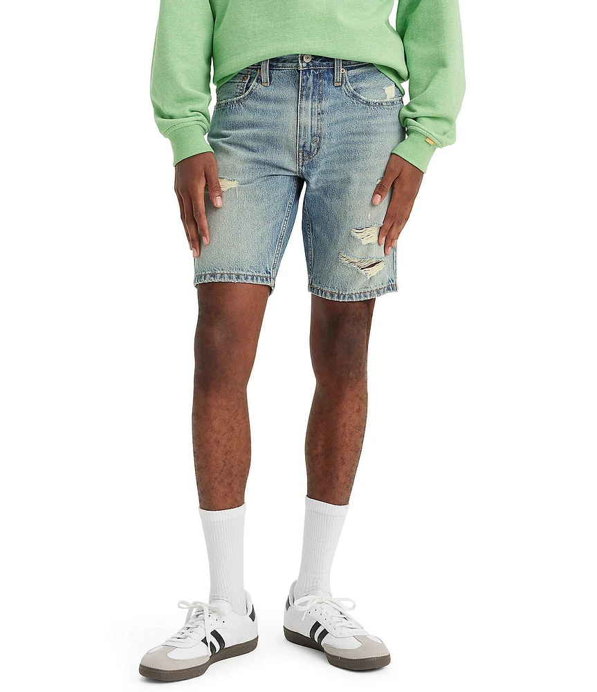 Levi's® 412 Slim Fit 9#double; Inseam Distressed Denim Shorts