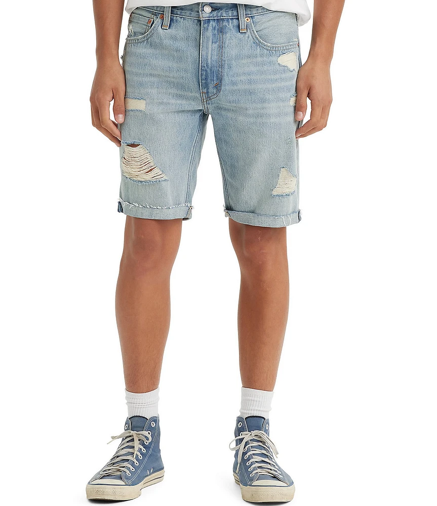 Levi's® 412 Slim Fit 9#double; Inseam Distressed Shorts