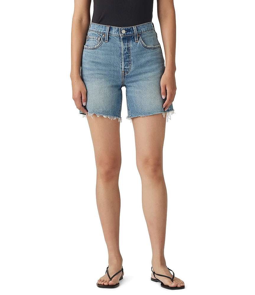 Levi's® 501® Original High Rise Mid Thigh Frayed Hem Denim Shorts