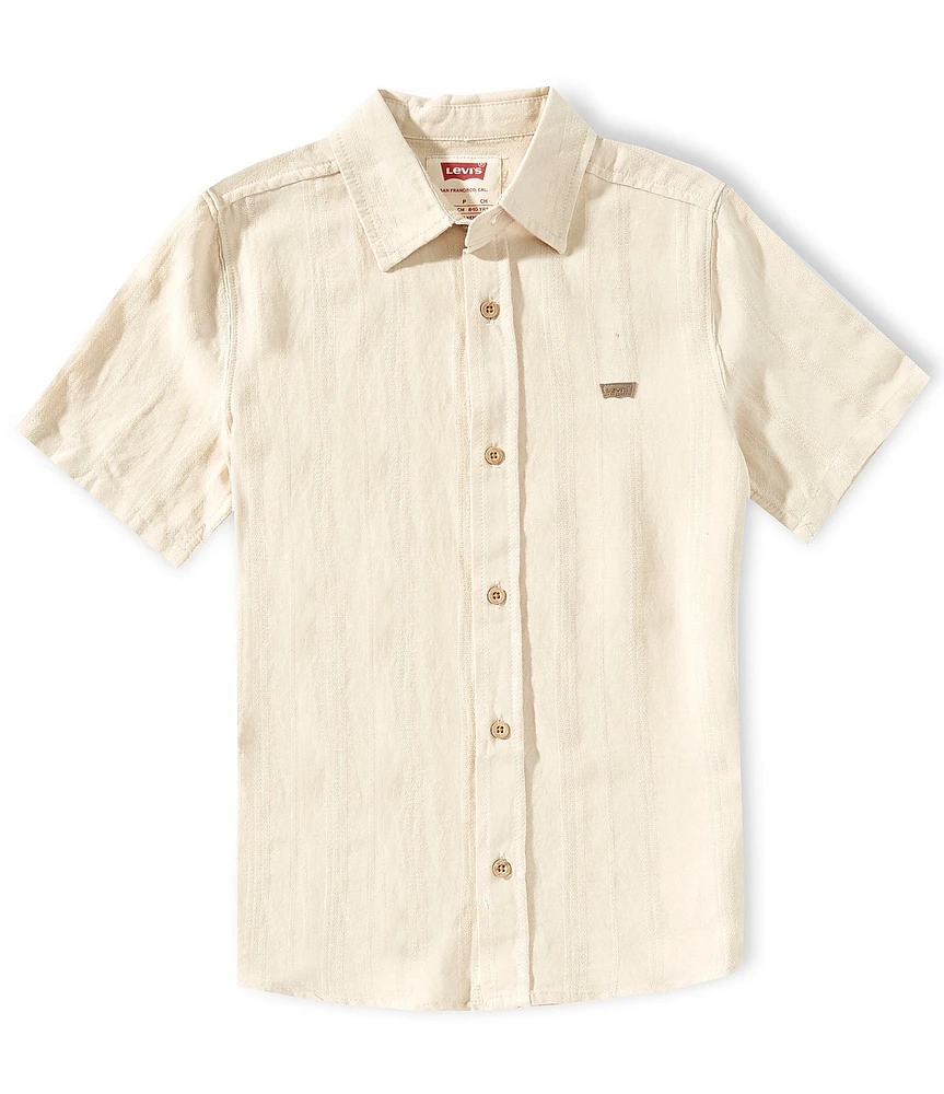 Levi's® Big Boys Short Sleeve Textured-Stripe Woven Shirt