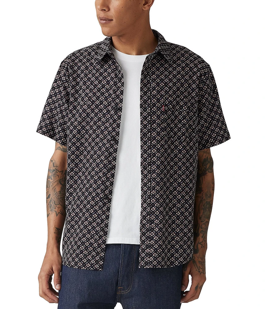 Levi's® Geometric-Printed Short Sleeve Linen-Blend Shirt